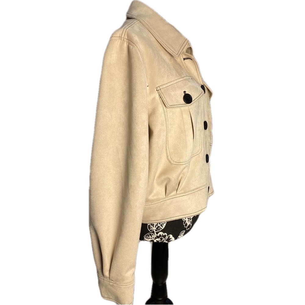 NWOT Marc New York Soft latte faux suede coat cropped button-down jacket nude XL - Picture 5 of 13